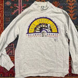 🔥 Vintage 1997 Buffalo NY Turkey Trott Mock Turtle neck Long Sleeve Tshirt LG 🔥